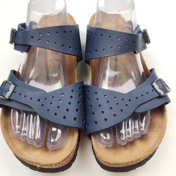 Birki's Birkenstock Sandals Women's Size 9M US Adjustable Navy Blue Perforated - Picture 1 of 11